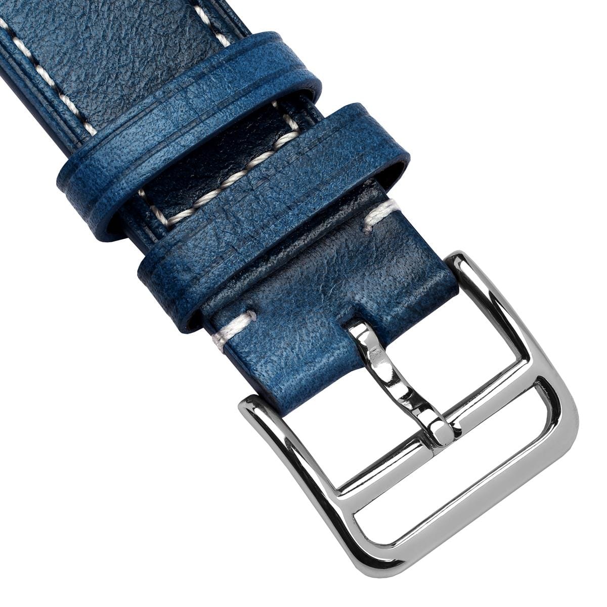 Brixham Special Buckle Classic Leather Watch Strap - Blue