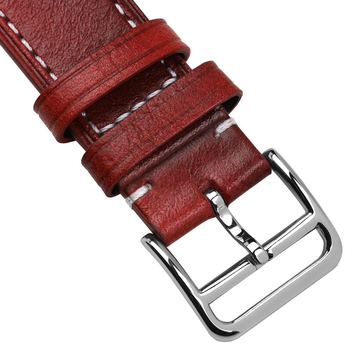 Brixham Special Buckle Classic Leather Watch Strap - Red