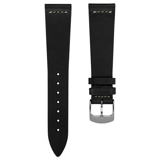 Geckota Clanville Vintage Horween Chromexcel Leather Dress Watch Strap - Black