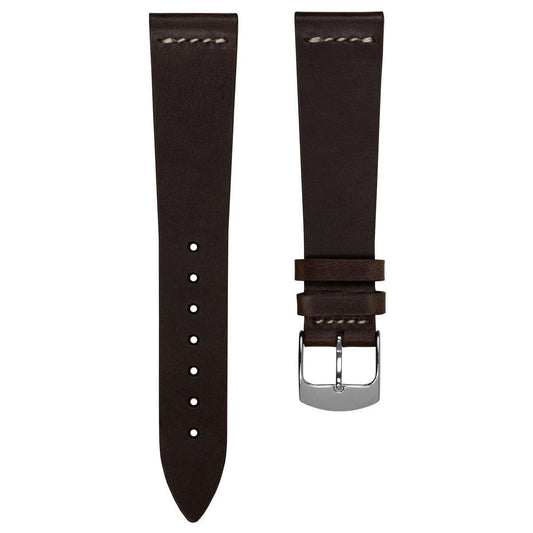 Clanville Vintage Horween Chromexcel Leather Dress Watch Strap - Chocolate Brown