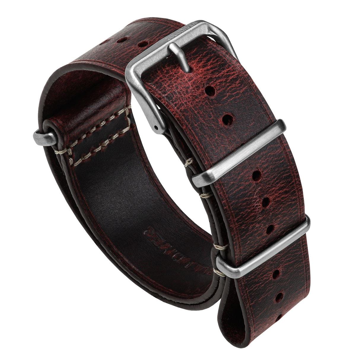 ZULUDIVER 1973 British Military Watch Strap: OXFORD - Vintage Red