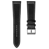 Products Dulas Vintage Genuine Leather Quick Release Dress Watch Strap - Black / White Stitch