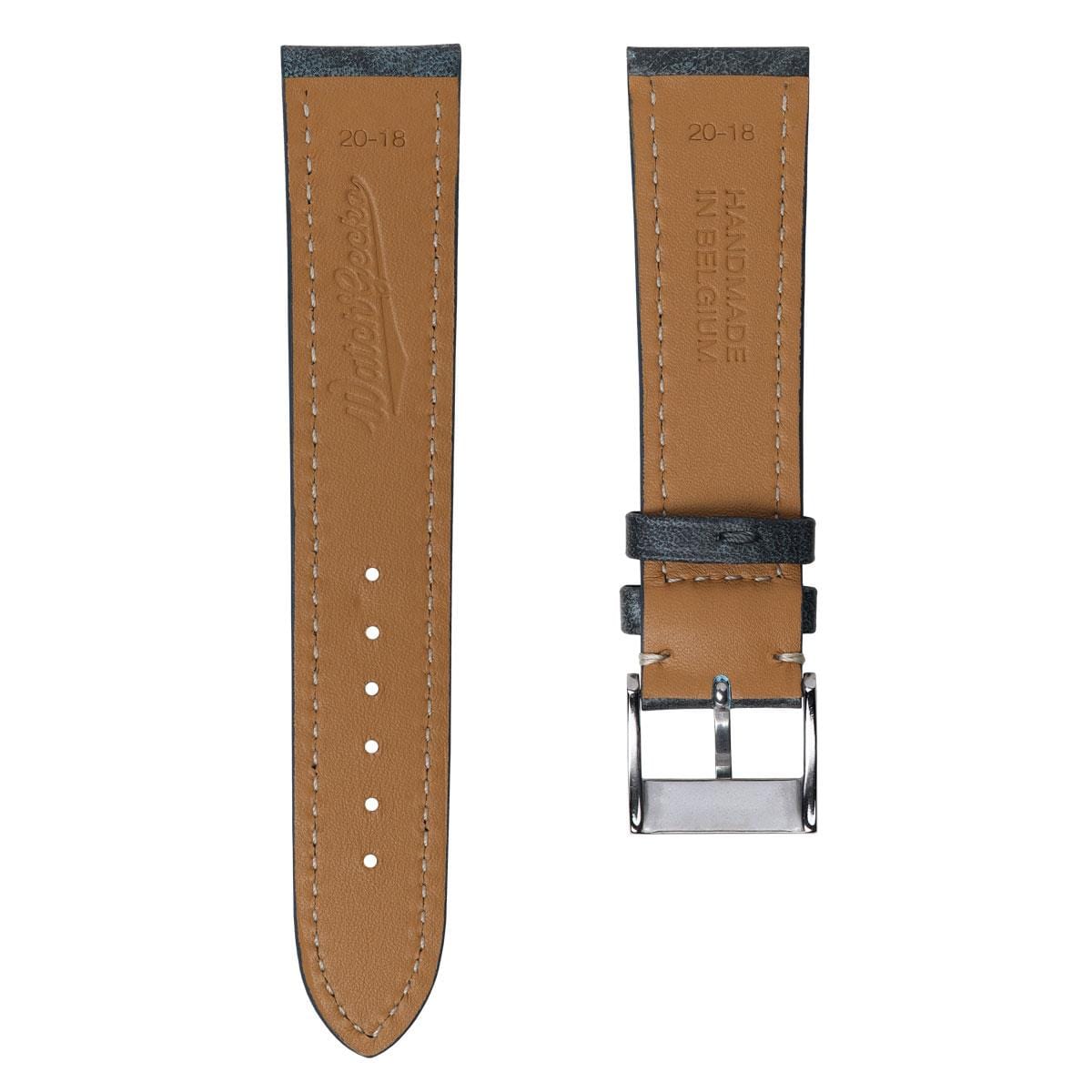 Rochefort Flat Patina Calf Leather Watch Strap - Blue Jeans