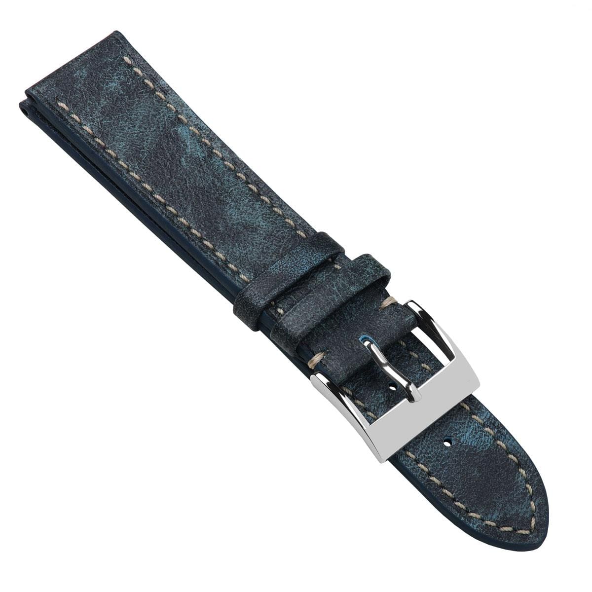 Rochefort Flat Patina Calf Leather Watch Strap - Blue Jeans