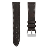 Rochefort Flat Patina Calf Leather Watch Strap - Chocolate Brown