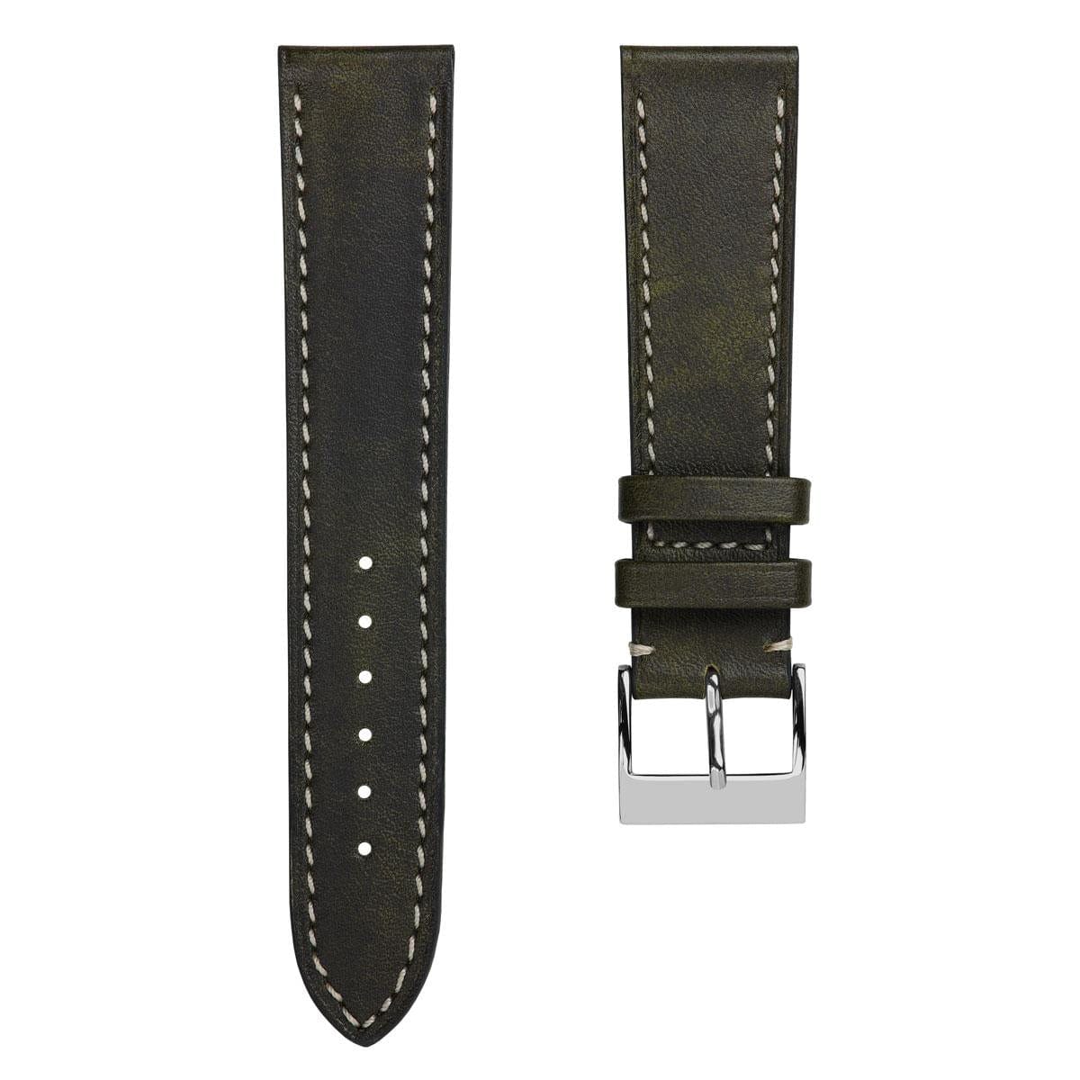 Rochefort Flat Patina Calf Leather Watch Strap - Khaki