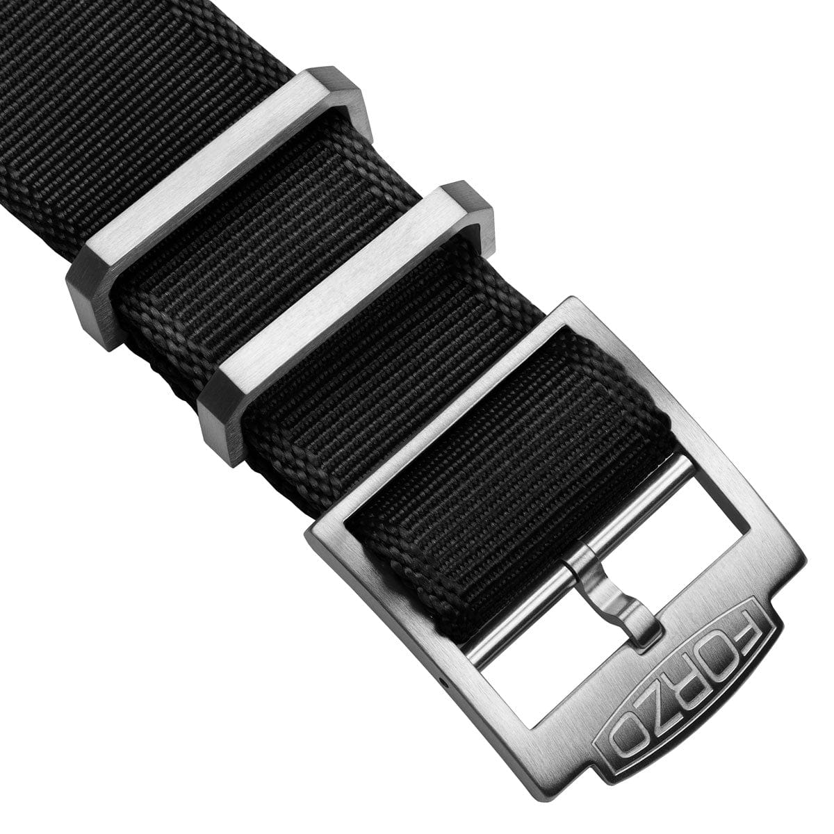 FORZO Racing Single-Pass Nylon Watch Strap - Black - Custom Hardware