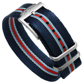 FORZO Racing Single-Pass Nylon Watch Strap - Dark Blue with Racing Stripes