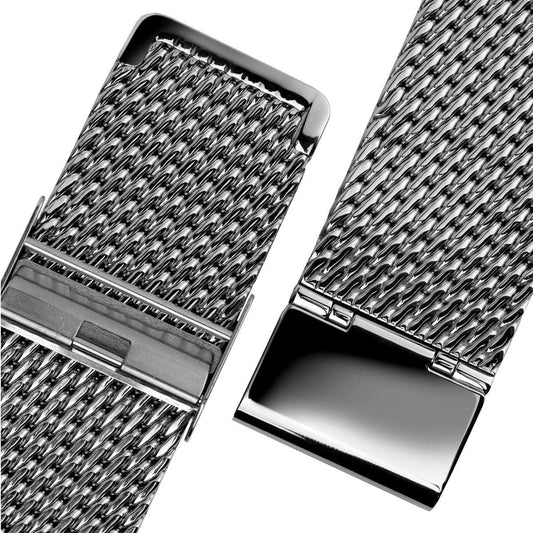 Geckota "Oblique" Milanese Mesh Stainless Watch Strap - Polished