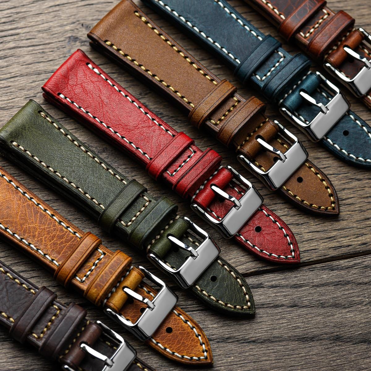 WatchGecko Hatherley Handmade Leather Watch Strap - Reddish Brown