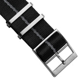 Henwick Single Pass Military Nylon Watch Strap - Black & Grey