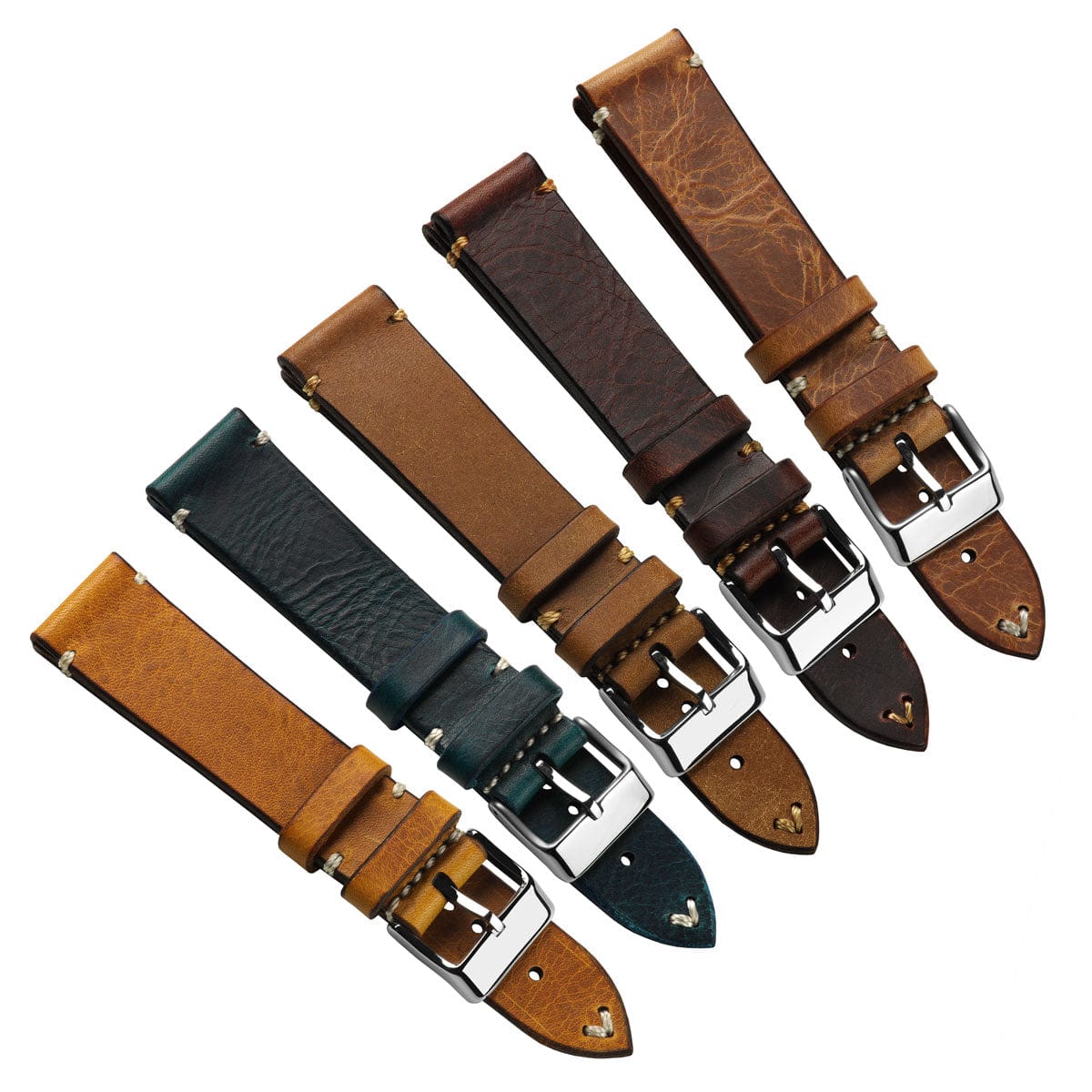 WatchGecko Lansdown Handmade Leather Watch Strap - Bone Wax Brown
