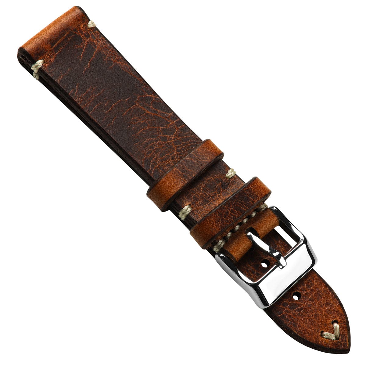 WatchGecko Lansdown Handmade Leather Watch Strap - Reddish Brown