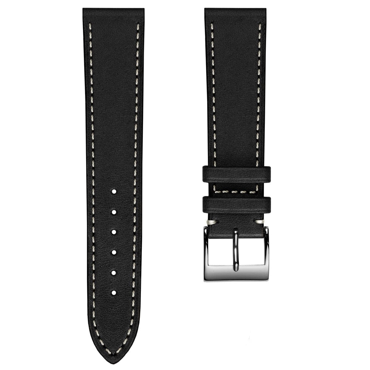 Leuven Flat Handmade Horse Leather Watch Strap - Black