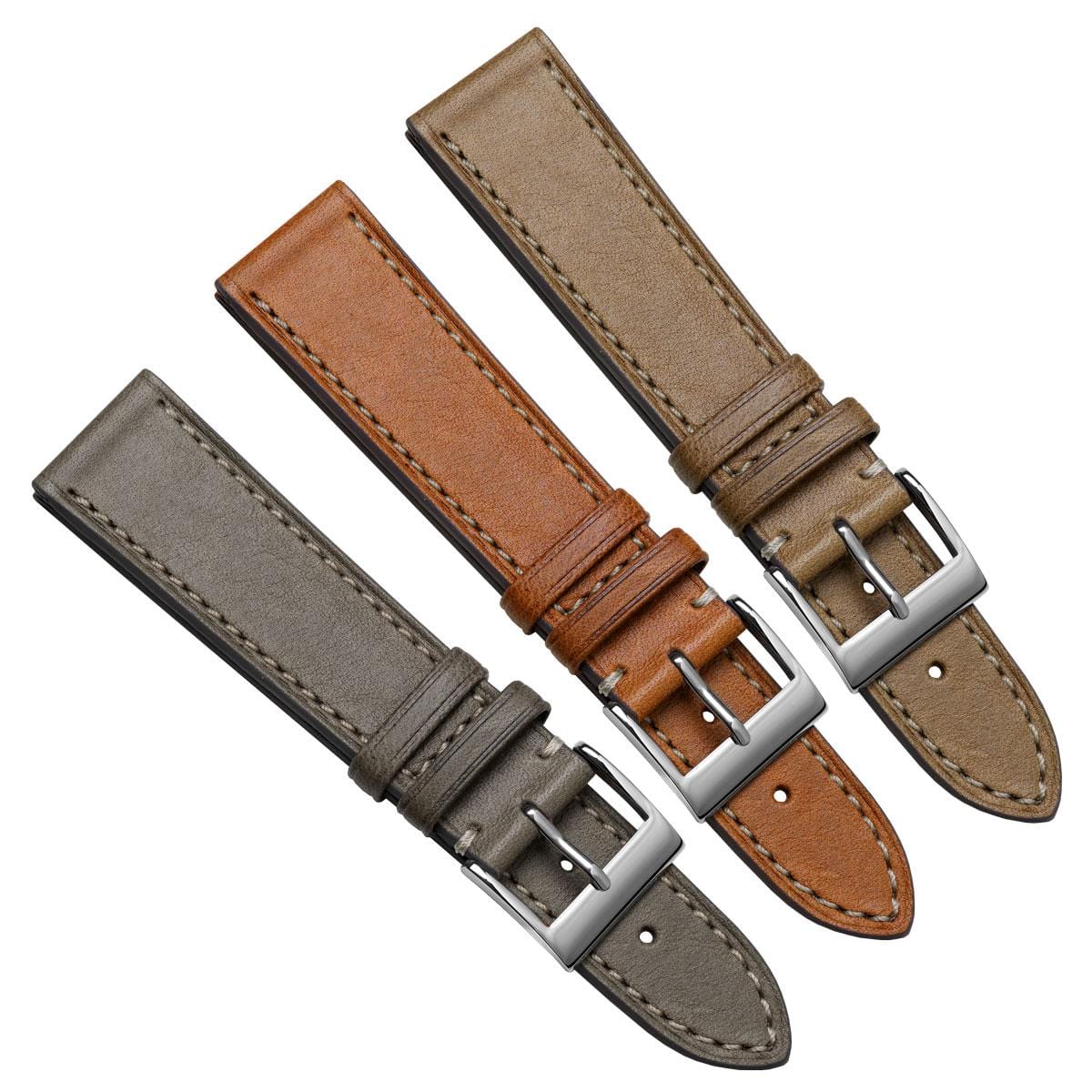Leuven Flat Handmade Horse Leather Watch Strap - Brown