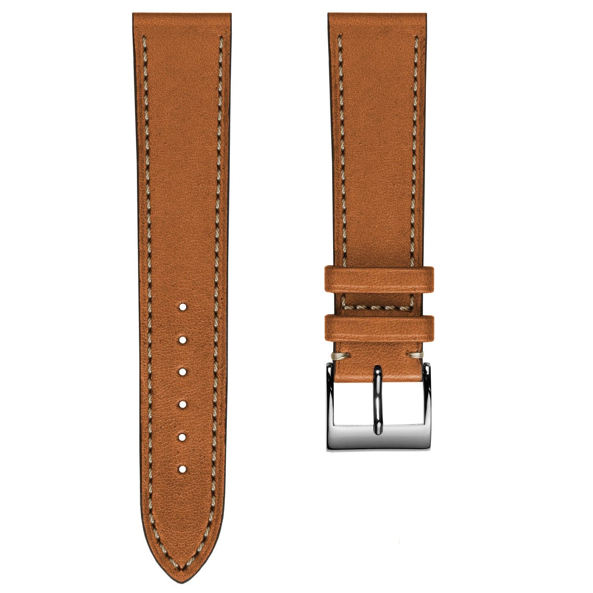 Leuven Flat Handmade Horse Leather Watch Strap - Cognac