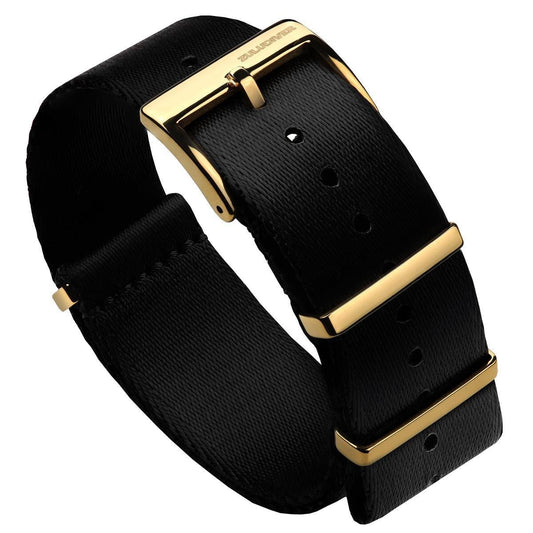 ZULUDIVER 1973 British Military Watch Strap: ARMOURED RECON - Military Black, IP Gold