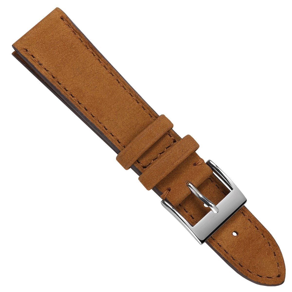 Mozet Flat Nubuck Handmade Watch Strap - Cognac