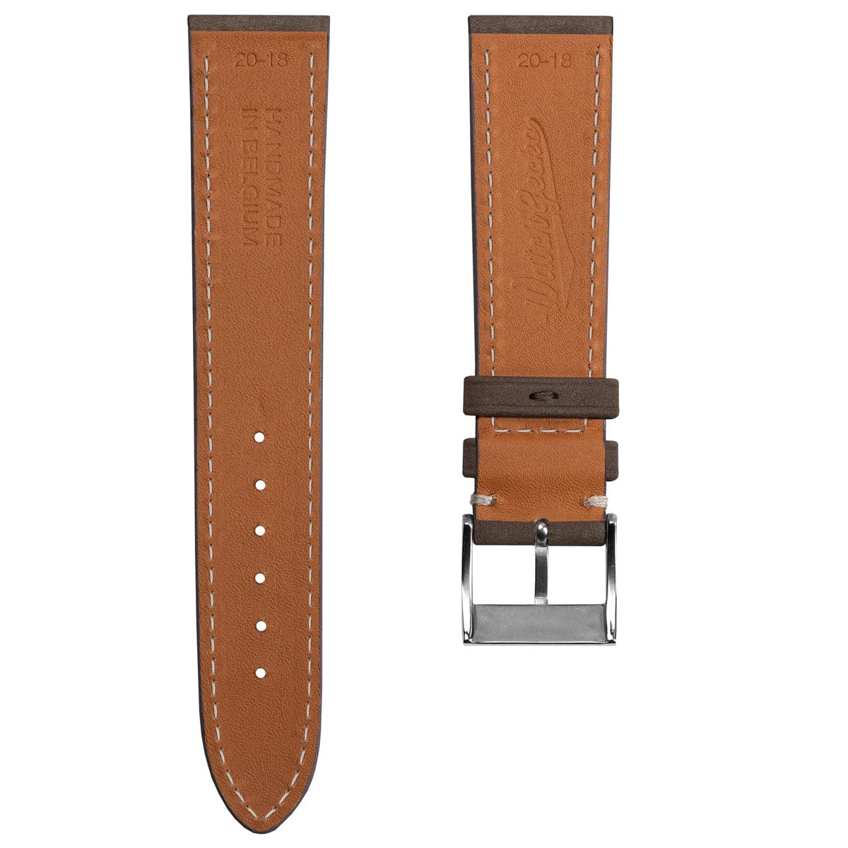 Mozet Flat Nubuck Handmade Leather Watch Strap - Taupe