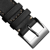 Ostend Baranil Flat Leather Watch Strap - Black