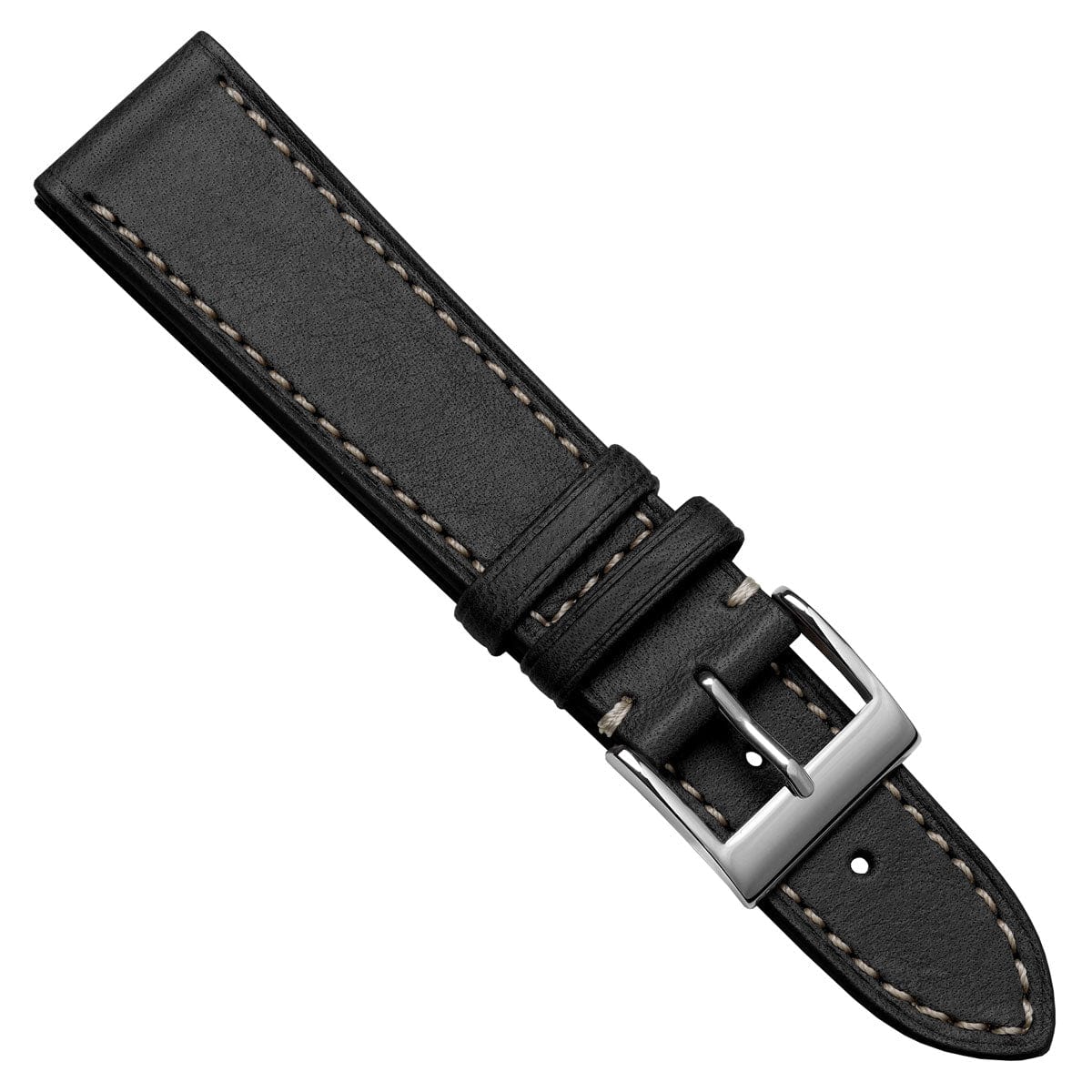 Ostend Baranil Flat Leather Watch Strap - Black
