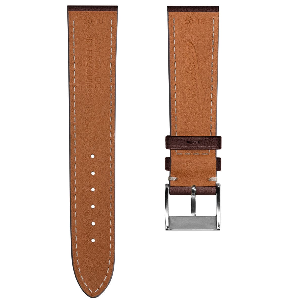 Ostend Baranil Flat Leather Watch Strap - Chestnut