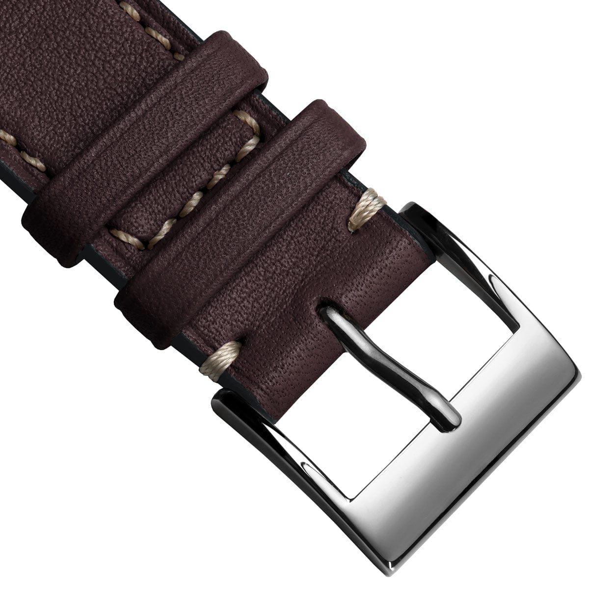 Ostend Baranil Flat Leather Watch Strap - Chestnut