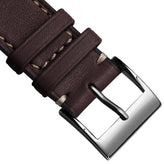 Ostend Baranil Flat Leather Watch Strap - Chestnut