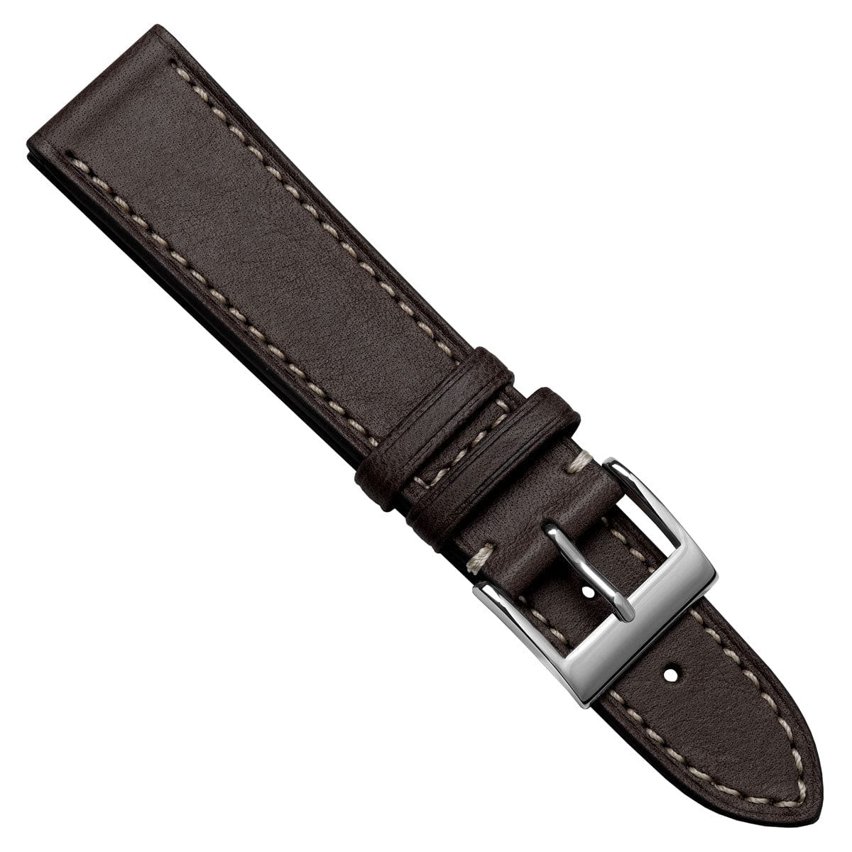 Ostend Baranil Flat Leather Watch Strap - Chocolate Brown