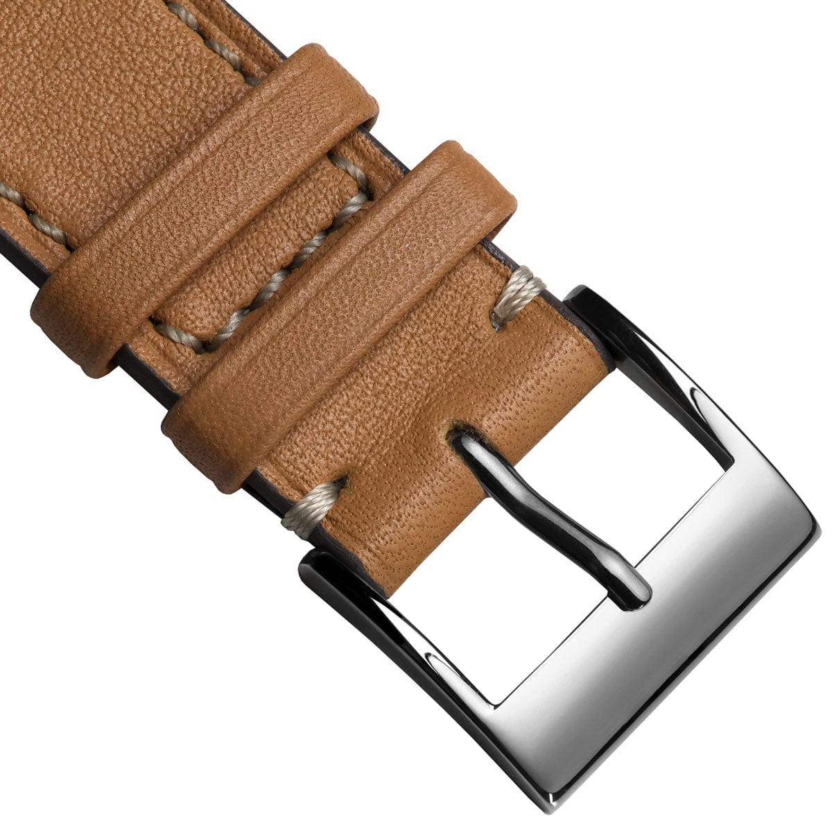 Ostend Baranil Flat Leather Watch Strap - Gold