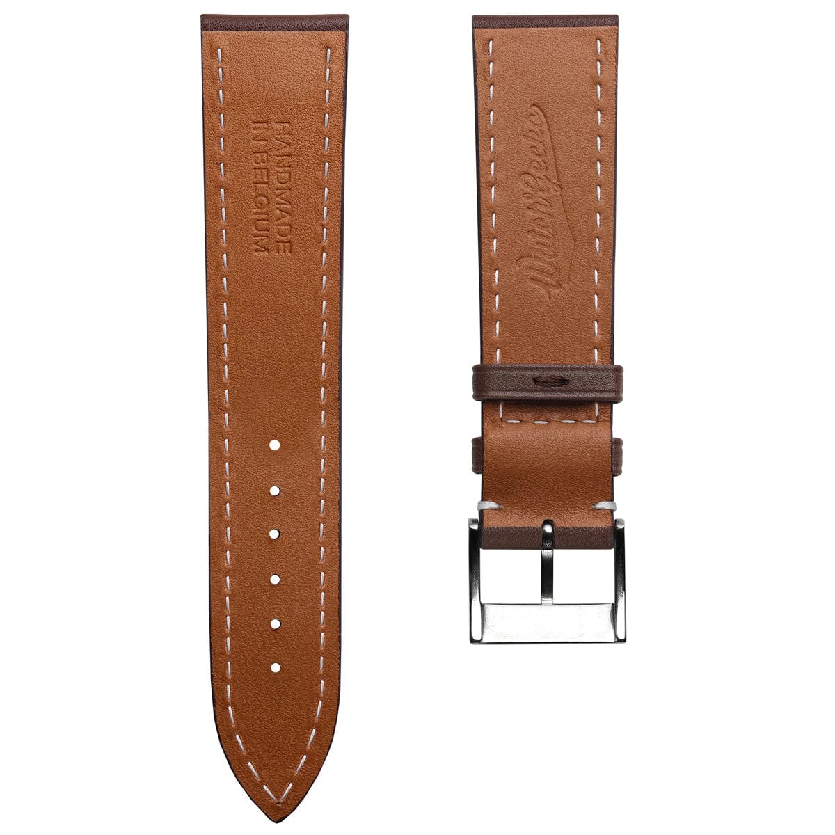 Ostend Thick Padded Leather Watch Strap - Baranil Chestnut