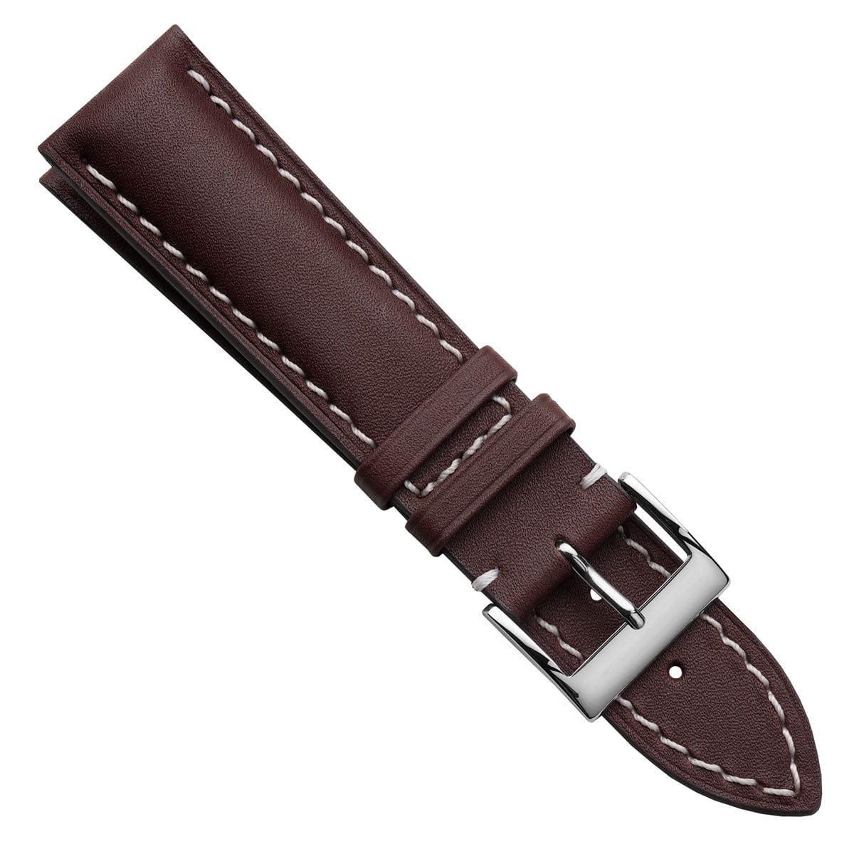 Ostend Thick Padded Leather Watch Strap - Baranil Chestnut