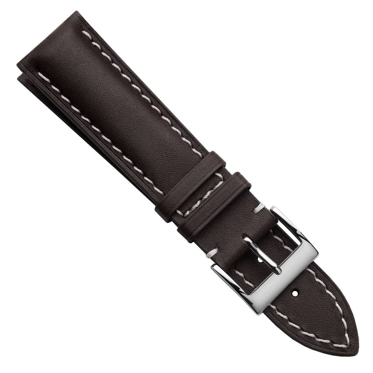 Ostend Thick Padded Leather Watch Strap - Baranil Chocolate Brown