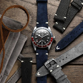 Overton Badalassi Carlo Minerva Box Leather V-Stitch Watch Strap - Olive Green
