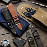 Overton Badalassi Carlo Minerva Box Leather V-Stitch Watch Strap - Black