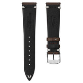 Overton Badalassi Carlo Minerva Box Leather V-Stitch Watch Strap - Dark Brown