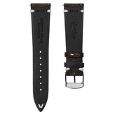 Overton Conceria Opera Suede V-Stitch Watch Strap - Dark Brown