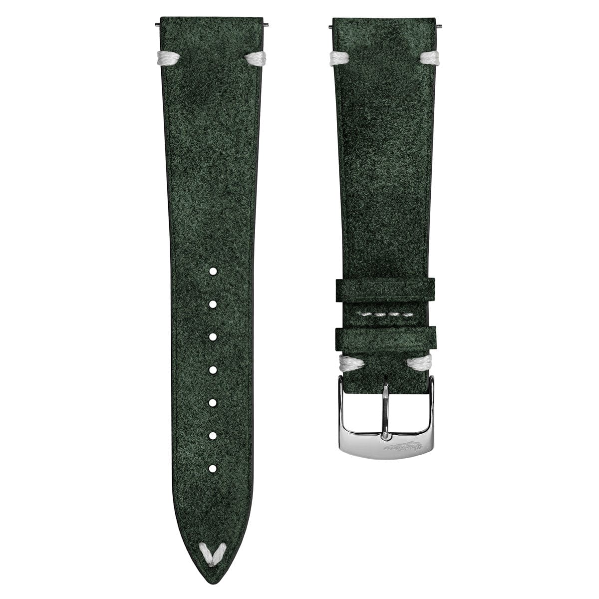 Overton Conceria Opera Suede V-Stitch Watch Strap - Forest Green