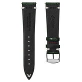 Overton Conceria Opera Suede V-Stitch Watch Strap - Forest Green