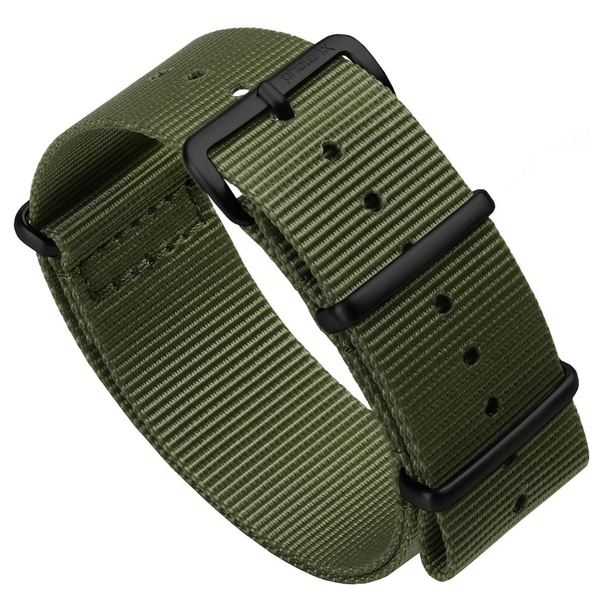 PHALANX Military Nylon Watch Strap - Army Green - IP Black