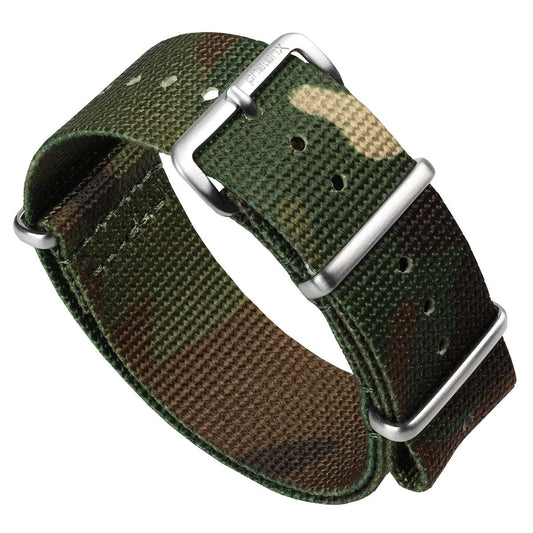 PHALANX Military Nylon Watch Strap - Camouflage - Satin Steel