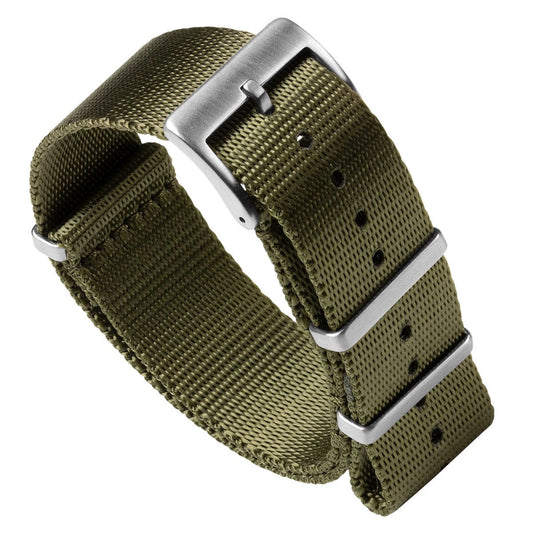 Premium Seat Belt Military Nylon Watch Strap - Olive Green