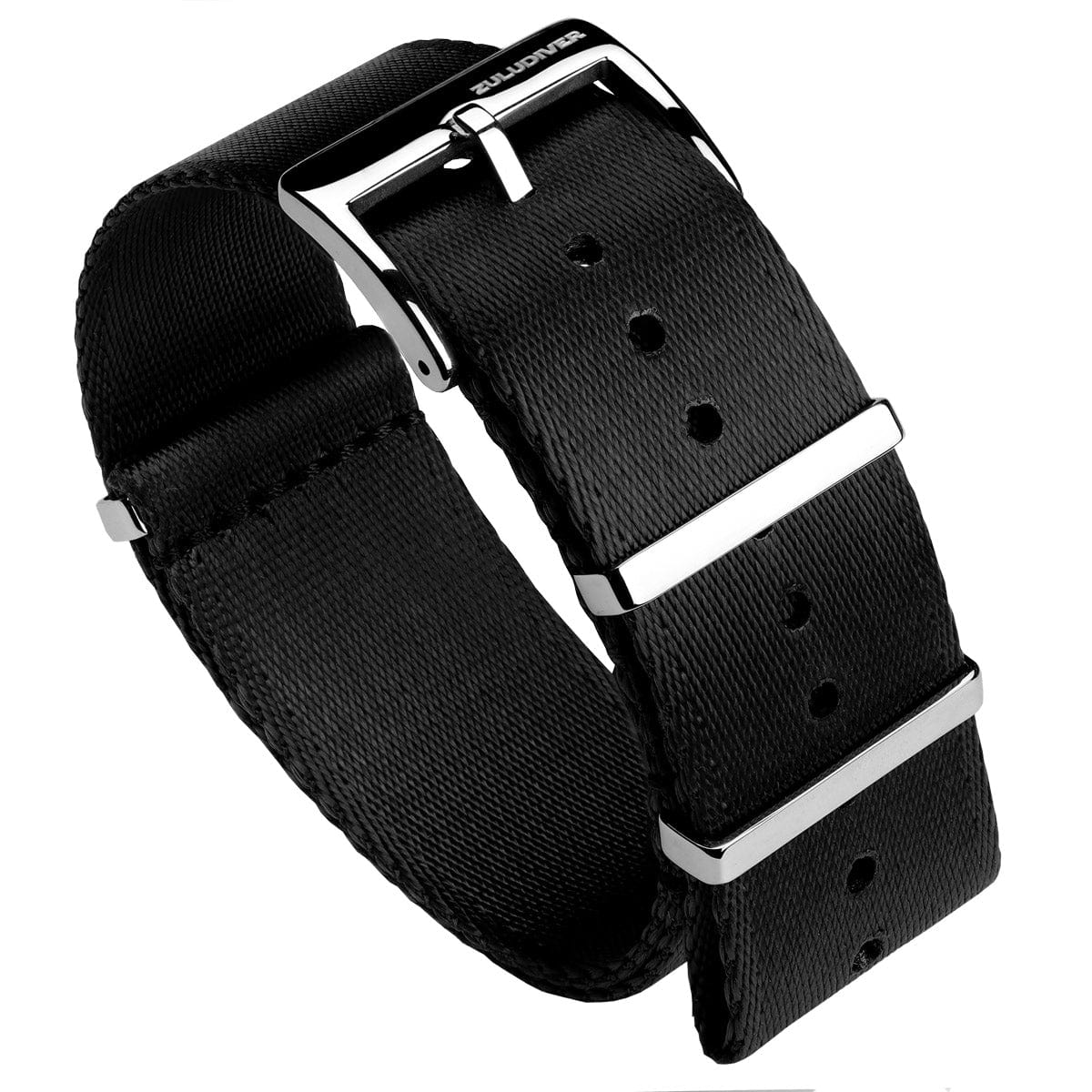 ZULUDIVER 1973 British Military Watch Strap: ARMOURED RECON - Military Black, Polished