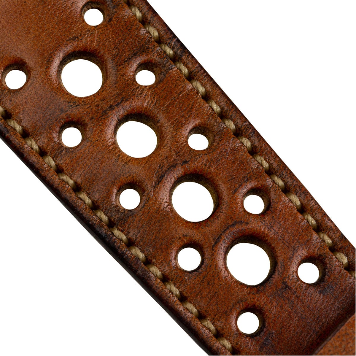 Radstock Racing Style Genuine Leather Watch Strap - Vintage Brown