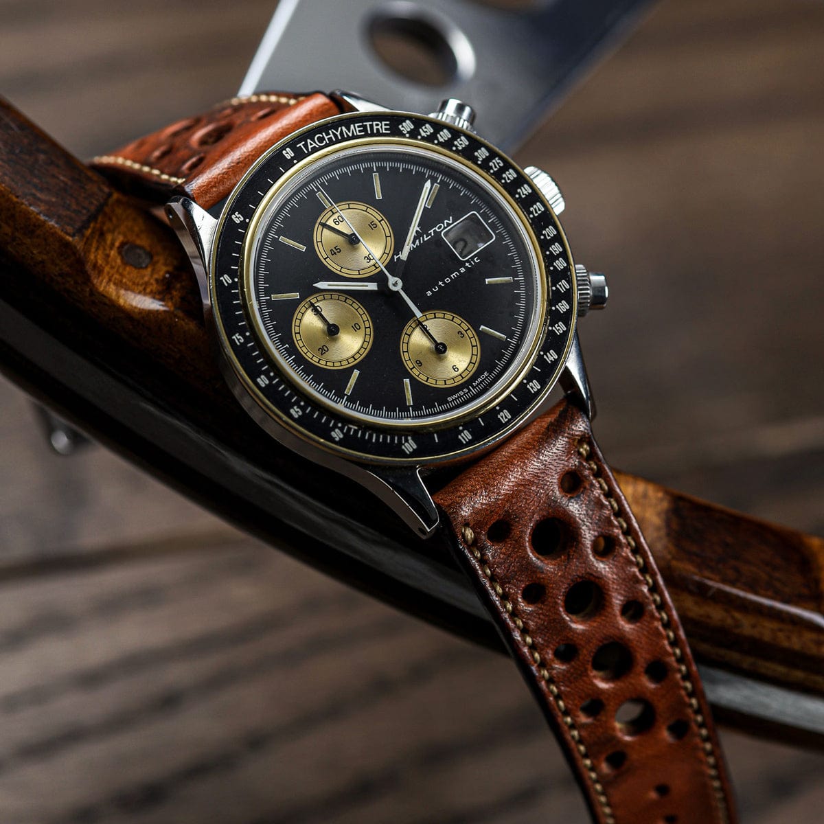 Radstock Racing Style Genuine Leather Watch Strap - Vintage Brown