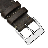 Rochefort Flat Patina Calf Leather Watch Strap - Chocolate Brown