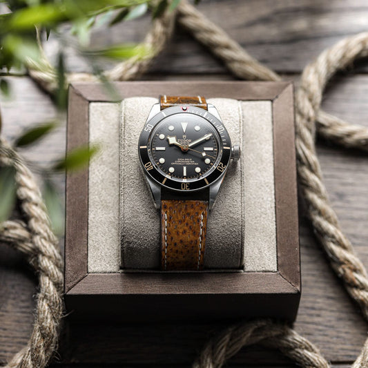 Sea Wolf Flat Leather Watch Strap - Ocean Brown