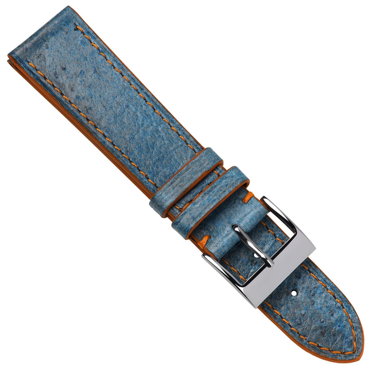 Sea Wolf Flat Leather Watch Strap - Ocean Blue