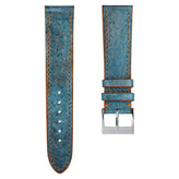 Sea Wolf Flat Leather Watch Strap - Ocean Blue