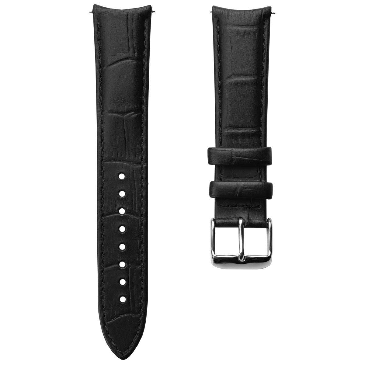 Selby Remborde Curved Ends Genuine Leather Watch Strap - Black Crocodile